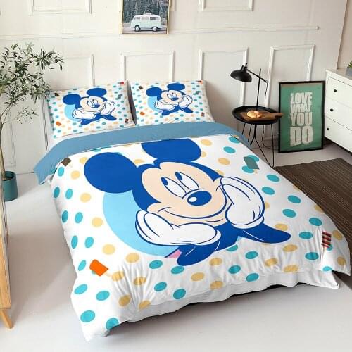 Cartoon Mickey Minnie Mouse Bedding Set Comfortable Duvet Cover with Pillow Cases Children Kids Bedspread Full Queen King Sizes