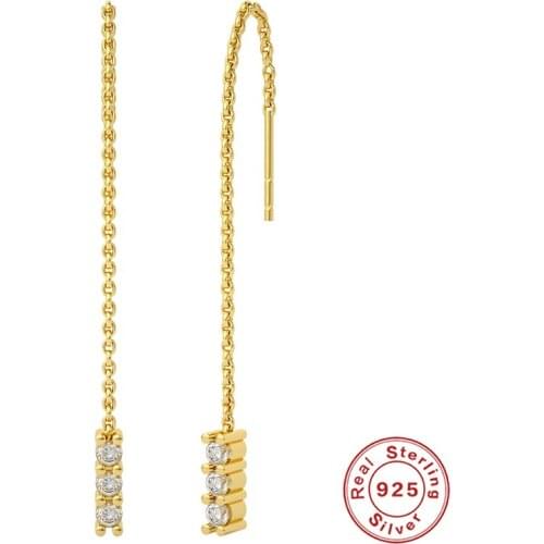 Aide 925 Sterling Silver Chain Stud Earrings Dangle for Women 2021 Trend Zircon Earrings Pendientes Brincos Mamas Jewelry Gifts