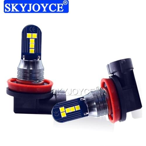 SKYJOYCE 2PCS Super Vision Car Light LED Fog Lamp Bulbs H4 H7 H8 H11 9005 9006 Lemon Green 10SMD Car LED Headlight Fog Lights