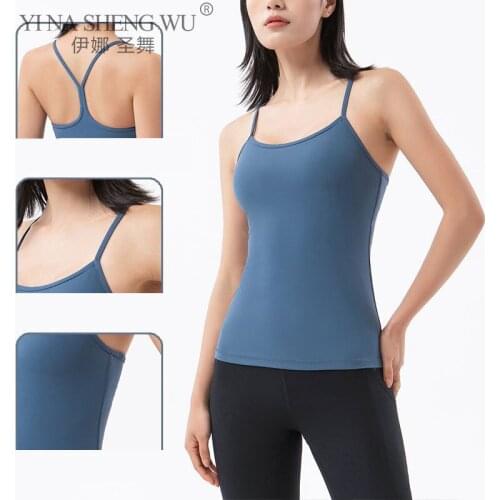Sport Women Tank Tops Dry Quick Yoga Shirts Loose Fitness Sleeveless Vest Singlet Running Training Outdoor With Chest Pad Tops