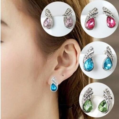 Wedding Jewelry Design Water Crystal Rhinestone Earrings Luxury Stud Earrings For Women Gift