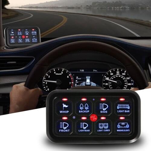 Universal 8 gangs LED Background Light On-Off Switch Panel Power System Control Electronic Relay System for SUV CAMPER RV MARINE
