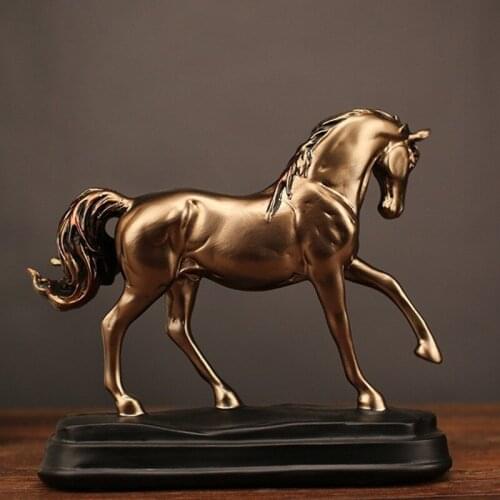 VINTAGE RESIN GOLD HORSE STATUES FIGURINES ORNAMENTS HORSE SCULPTURE CRAFTS HOME OFFICE DECORATION ACCESSORIES WEDDING GIFTS