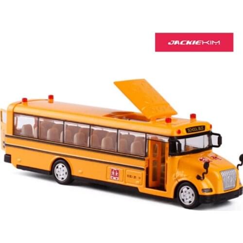 High quality 1:50 scale alloy pull back car model school bus model toy 3 open doors with sound light for kids toy free shipping