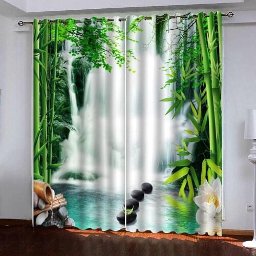 3D Waterfall scenery Windows Curtains for Living Room Bedroom Study Decorative Kitchen Curtain Drapes luxury home