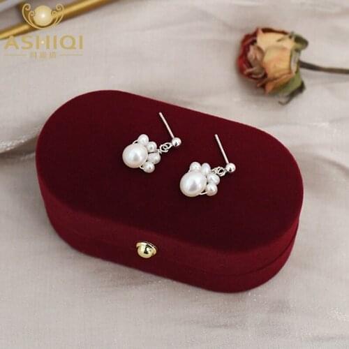ASHIQI Natural Freshwater Pearl Cat Claw Earrings 925 Sterling Silver Vintage Jewelry Fashion Jewelry Womens