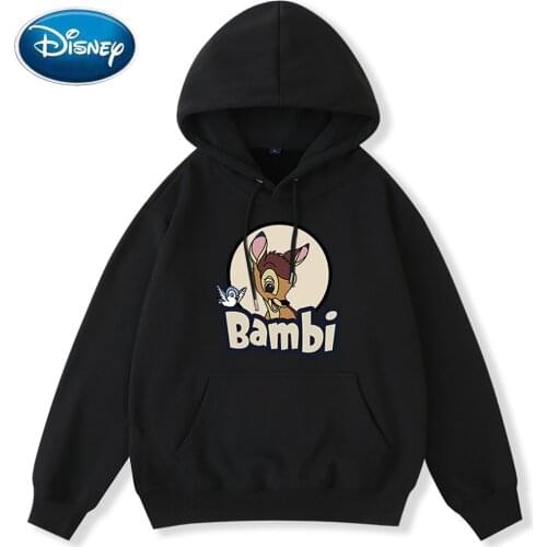 Disney Sweatshirt Fashion Bambi Deer Letter Cartoon Print Hooded Pullover Chic Harajuku Unisex Women Long Sleeve Tops 9 Colors