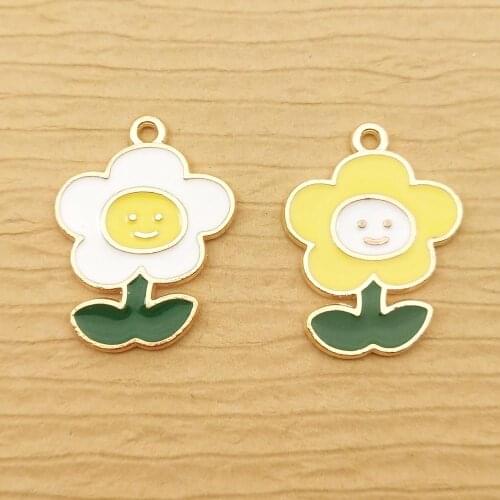 10pcs 18x24mm enamel flower charm for jewelry making fashion earring pendant bracelet necklace charms diy design charms