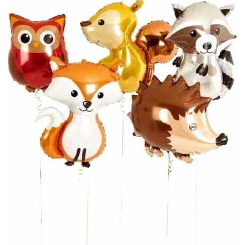 10pcs Helium Animals Balloons Hedgehog Fox Raccoon Squirre Balloon Foil Birthday Party Decorations Kids Toy Baby Shower Supplies