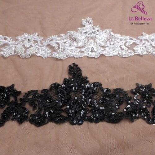 2yards/lot 15cm width off white/black beaded lact trim cloths accessorise