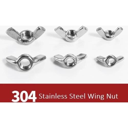 304 Stainless Steel Butterfly Nuts M3 M4 M5 M6 M8 M10 M12 Wing Nuts for Mechinal Use Hand Tighten Nuts