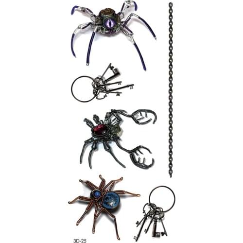 3d Black Spider Temporary Tattoo Body Art Flash Tattoo Stickers Waterproof Henna Tatoo Selfie Fake Tattoo Sticker