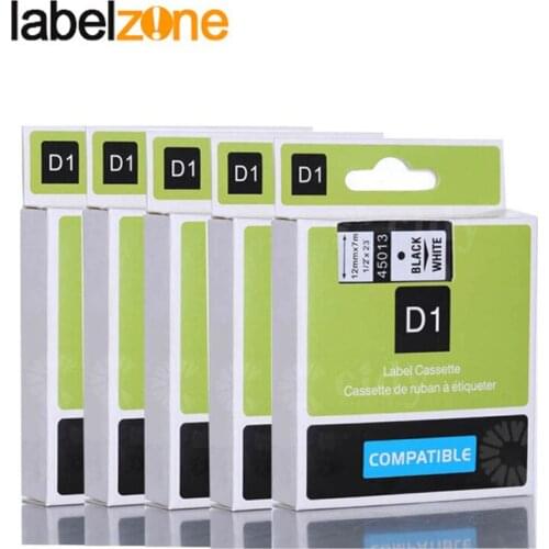 5pcs 45013 compatible dymo D1 12mm label printer Black on White d1 45013 label tapes for dymo label manage 160 label printer
