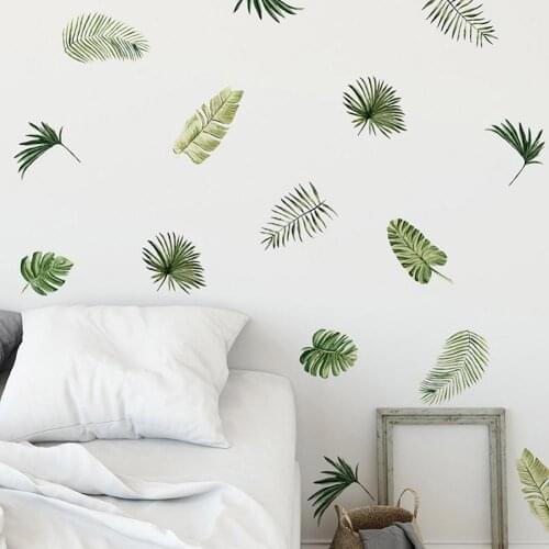 6Pcs Green Leaves Self Adhesive Wall Sticker Kindergarten Wallpaper Home Decor Green Leaf Design Wall Decoration