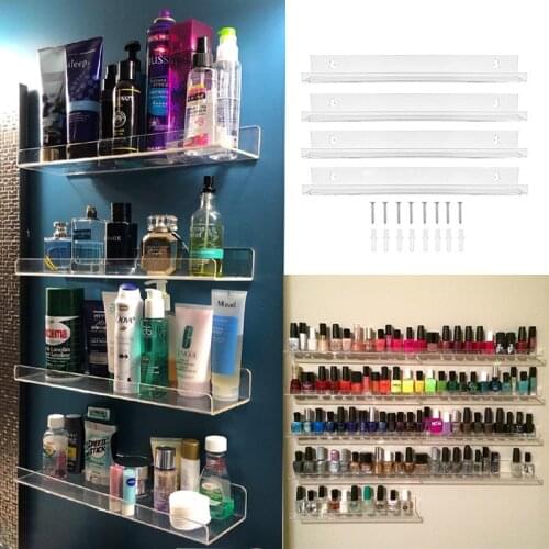 Acrylic Spice Rack Wall Mount Organizer, Nail Polish Storage Rack, Wall Mounted Display Shelves, Clear Storage Racks,Dolls ,Toys