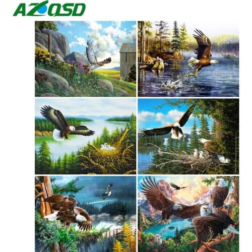 AZQSD Full Drill Diamond Painting Eagle Cross Stitch Kits Rhinestones Diamond Embroidery Animal Mosaic Handicraft Home Decor