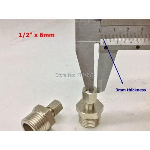 Free shipping copper fitting 1/2" x 6MM High Quality Double Ferrule Tube Pipe Fittings Threaded Male Connector, brass fitting