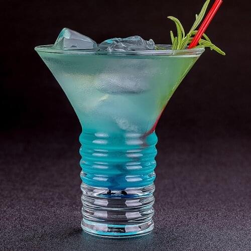 Free Shipping 4PCS 210ml Cocktail Glasses Goblet Spiral Martini Glass Set of 4
