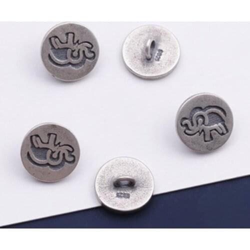 925 Sterling Silver Vintage Round Button Style Spacer Beads 9mm Cute Elephant Loose Silver Beads Diy Bracelets Jewelry Accessory