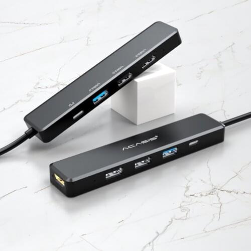 Acasis 6 in 1 Smart Docking Station Type-C HUB USB2.0 USB3.0 SD/TF Card Reader 60W PD Fast Charge for Mobile Phone Support OTG