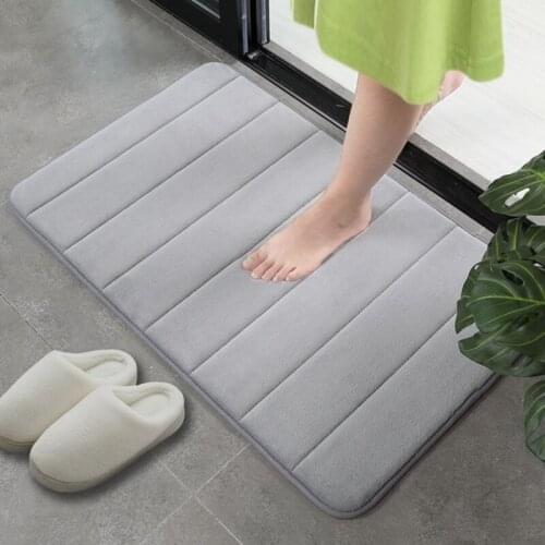 Home Bath Mat Coral Fleece Bathroom Carpet Water Absorption Non-slip Memory Foam Absorbent Washable Rug Toilet Floor Mat