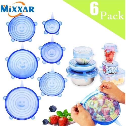 Dropshipping Silicone Stretch Lids Reusable Seal Lids Food Covers to Keep Food Fresh for Bowls Mugs Dishes Kitchen Cookware