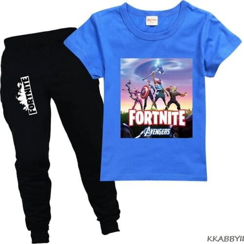 Game FORTNITE Girls Cotton Childrens Clothing T-Shirt Baby Boys Girls Short-Sleeved Summer Tops + Pants Sport Sets Clothes