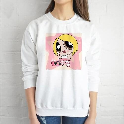Y2k Crewneck Powerpuff Girls Long Sleeve Soft Girl Clothes Kawaii Harajuku White Pullover Japanese Streetwear Fashion Sweatshirt
