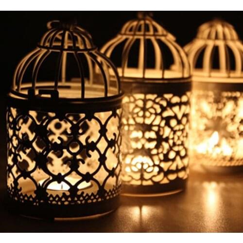 Birdcage Candle Holder Metal Hollowed Tea Light Candlestick ing Lantern
