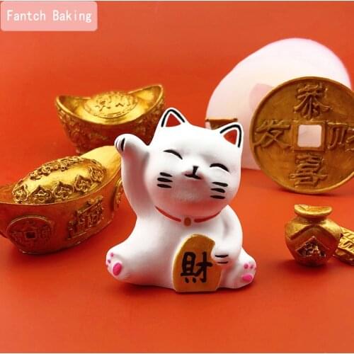 2020new Lucky Cat Silicone Mold For Chocolate Candle Cake Decorating Fortune Cat Fondant Mould Resin Polymer Clay Tool