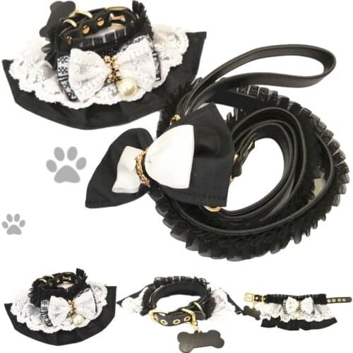 Fashion Pet Dog Adjustable Collar Leash Set Princess Style For Small Medium Dogs Teddy Leading Accessories Dropshipping AML29