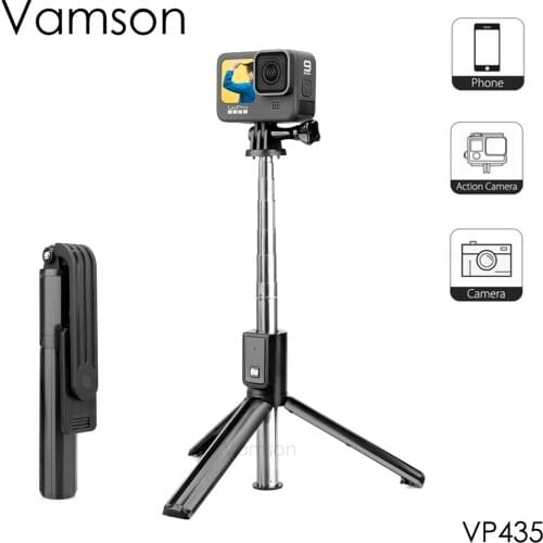 Vamson for go pro Accessories Wireless Bluetooth Selfie Stick Handheld Tripod Monopod for iPhone go pro 9 8 7 6 5 XiaoYi VP435