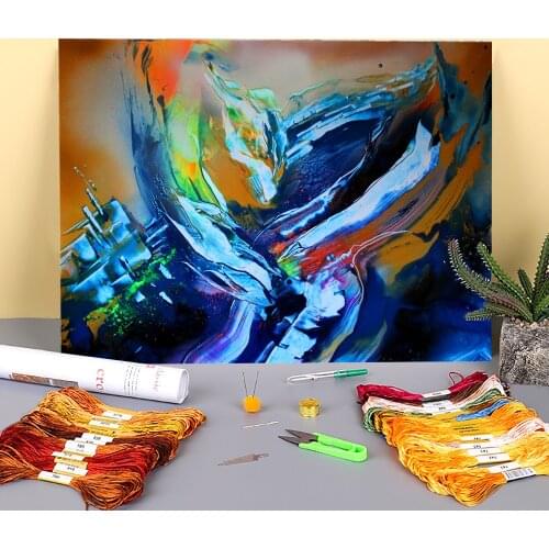Abstract Printed 11CT Cross-Stitch DIY Embroidery Complete Kit DMC Threads Sewing Handiwork Painting Handmade Sales Magic