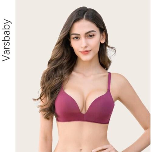 Varsbaby Underwear Women Gather Wire Free Bra Comfortable Seamless Thin Sexy Push-up Small Chest