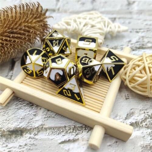 New Metal Dice Set DND Board Game 7pcs Polyhedral Dice for Dungeons RPG Role Playing Game and Math Teaching