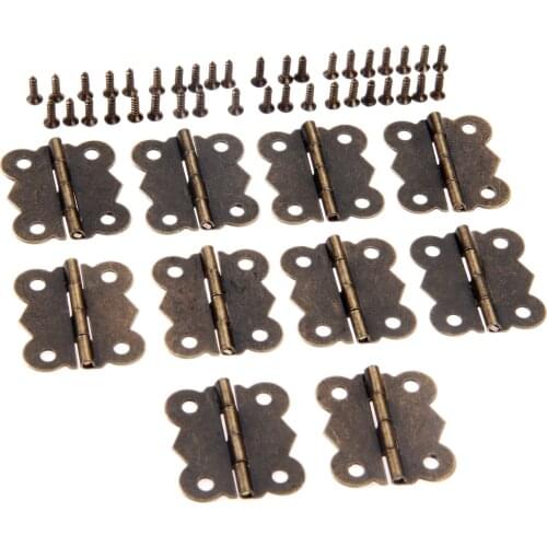 10sets Hinges 4 holes Butterfly hinge Antique Bronze Vintage Furniture Hardware Cabinet Cupboard Door Jewelry Wood Box 25mm*30mm