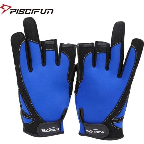 Piscifun Hot Sale Trulinoya 1 Pair Fishing Gloves Outdoor Sports Breathable Anti-slip 3 Low-Cut Fingers Fishing Gloves