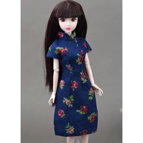Handmade Doll Accessories Dress For Barbie Dolls Cheongsam Chinese Traditional Dress Vestido Flower Qipao Unique Evening Dresses