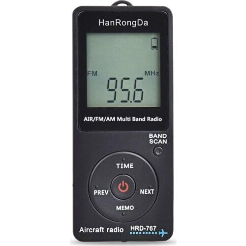 RISE-Portable Aircraft Radio Band Receiver with LCD Display Lock Button FM, AM, AIR Radio with Earphone