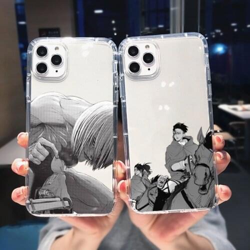 Cute Attack on Titan Transparent Phone Case For iPhone 11 12 Pro MAX XR X XS SE20 7 8 6Plus Japan Anime Soft Silicon Cover Shell