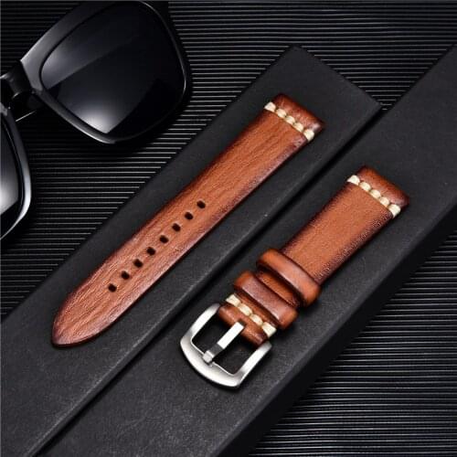 Retro Genuine Leather Watch Strap for Samsung Galaxy Gear S3 Active 2 Watchbands 18mm 20mm 22mm 24mm Watches Accessories