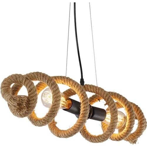 Retro industry rop pendant lights decorated lighting creative clothing store cafe restaurant Bar iron lamp rope Pendant lamps za