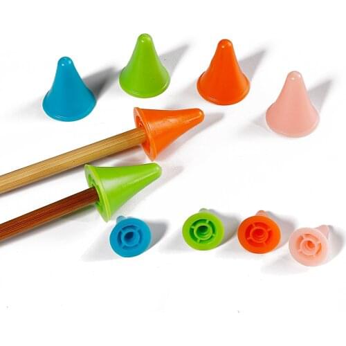12x18mm/16x20mm 10pcs Mix Color Rubber Cone Knitting Needles Cap Tips Silicone Point Protectors For Knitting Sewing Accessories