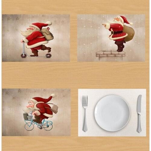 Merry Christmas Santa Claus Table Napkin Creative Christmas Decoration Santa Claus Linen Table Mat Napkins Placemat onderzetters