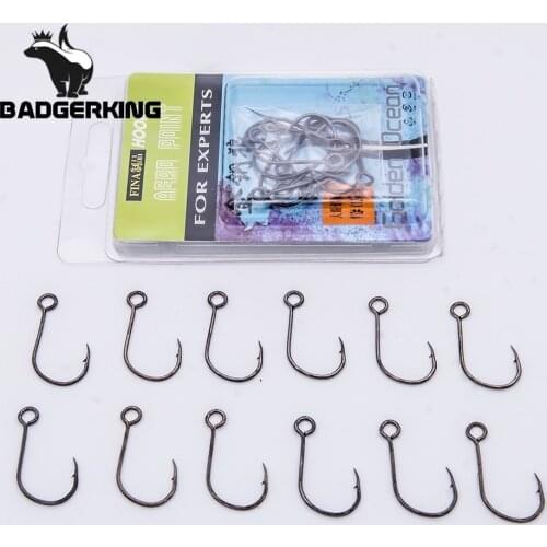 2/0 1/0 1 2 3 4 Big Eye single hook Inline FishHooks 12pcs/pack For Live Bait And Hardbait Single Fishing Hooks