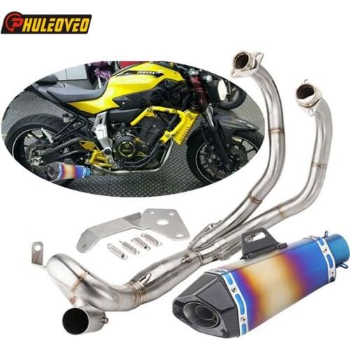 Carbon Fiber MT07 MT-07 FZ07 Motorcycle Muffler Exhaust Full System for Yamaha MT07 FZ07 Tracer 14-18 XSR700 16-17 Escape Moto