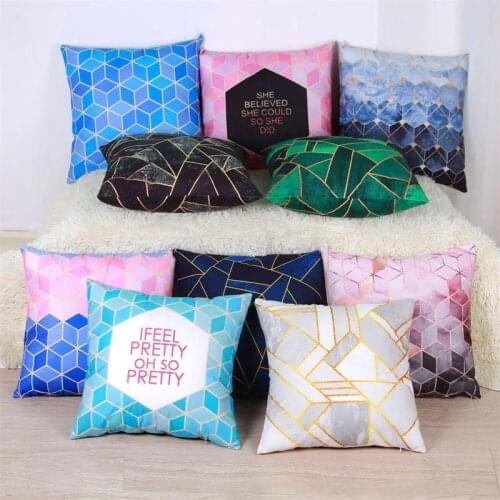 Modern Minimalist Home Decor Marble Pillow Cover Geometric Triangle Rhombus Ins Nordic Cushion Covers Double Sides Print For Car