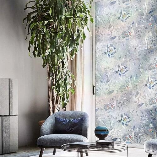 Tulip Flower Frosted Electrostatic Window Glass Sticker Toilet Opaque Shading Sunscreen Glass Window Flower Sticker 2