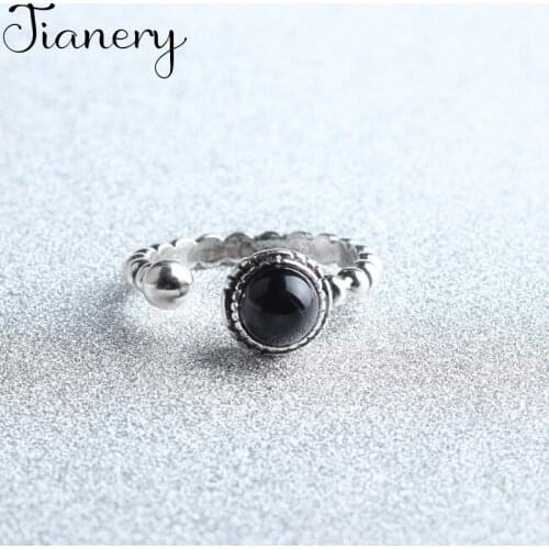 JIANERY Vintage Finger Jewelry Silver Color Open Black Rings For Women Men Boho Bohemian Style Wedding Rings