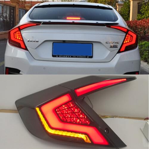 1Set for Honda Civic Tail Light 2017 2018 2019 Civic LED Tail Light Rear Lamp DRL LED Dynamic Signal Brake Reverse Accessories